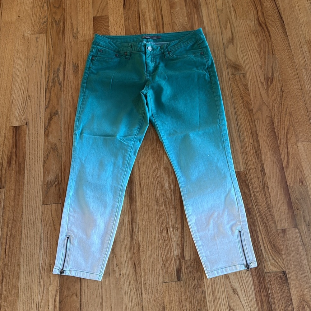 Prana Jeans Women’s Grren/White Ombre, Size 6/28, Style #W4JETT115